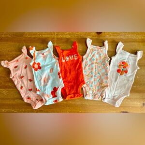 Bundle of 5 Sleeveless Onesies 🧡